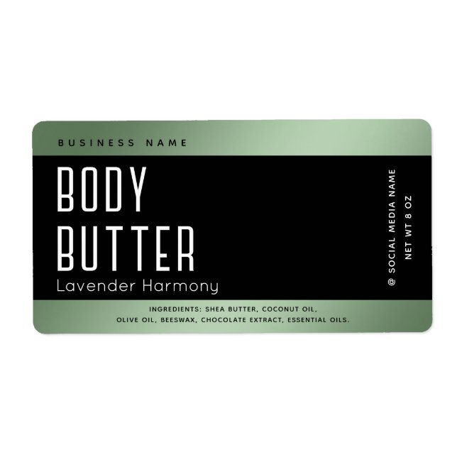 Étiquette Typographie de luxe moderne simple noir (Devant)