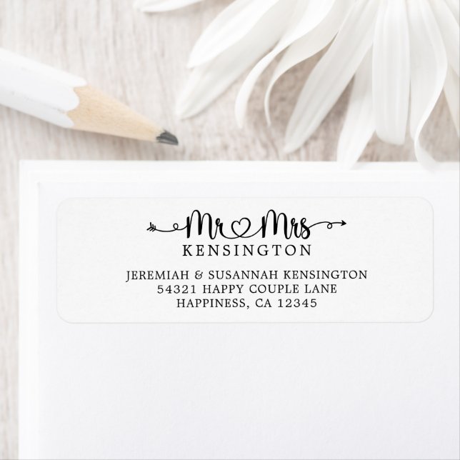 Étiquette Typographie de script M. Mme Mariage Adresse de re (En situation)