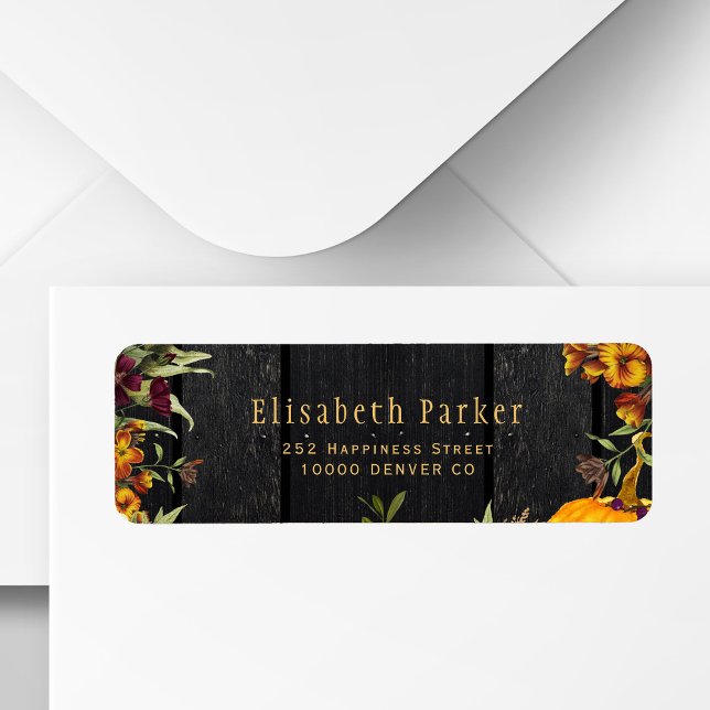 Étiquette Typographie dorée rustique d'automne pour adresse  (Créateur téléchargé)
