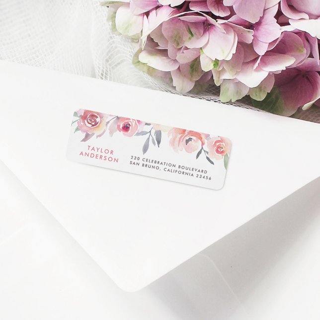 Étiquette Typographie du texte personnalisé moderne Aquarell (Return Address Label Mock-up)