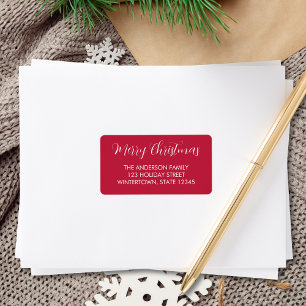 Étiquette Typographie Joyeux Noël Adresse de Retour Rouge