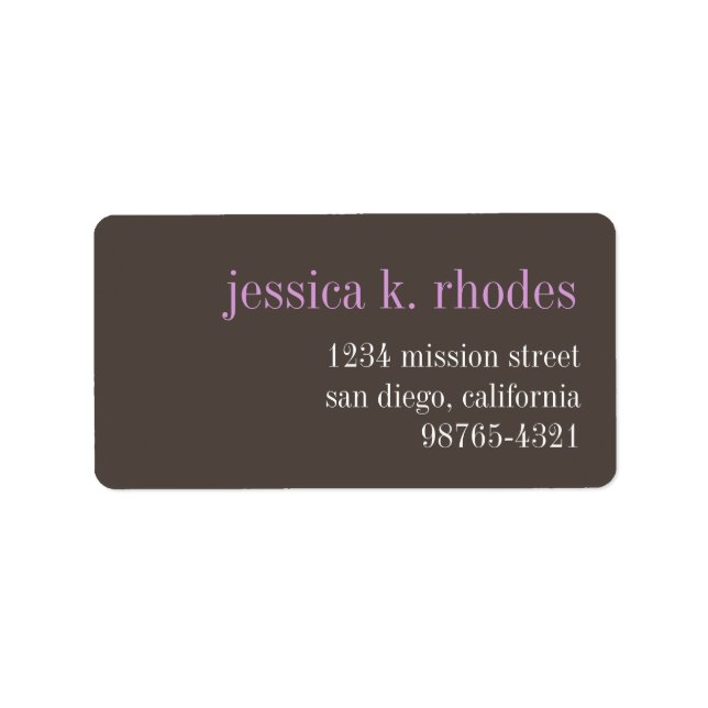 Étiquette Typographie lilas gris acier adresse de retour mod (Devant)