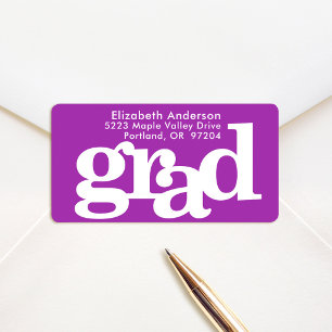 Étiquette Typographie moderne grasse violet adresse