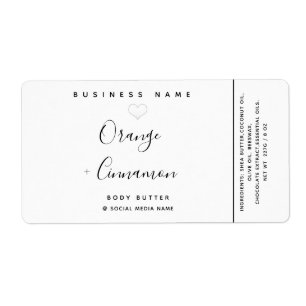 Étiquette Typographie moderne simple coeur blanc Beurre corp