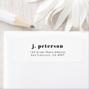 Étiquette Typographie noire minimaliste moderne Adresse de r