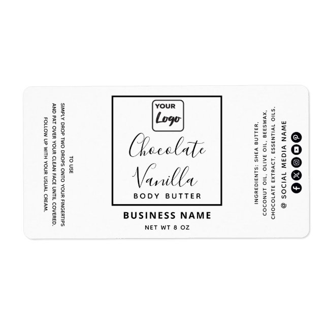 Étiquette Typographie professionnelle noir blanc logo produi (Devant)