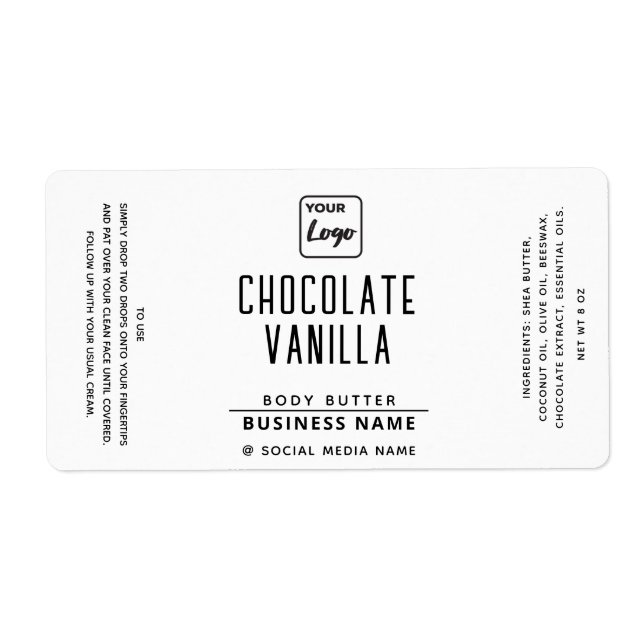 Étiquette Typographie professionnelle noir blanc logo produi (Devant)