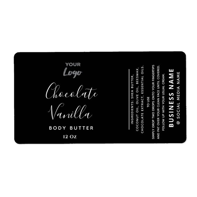 Étiquette Typographie professionnelle noir blanc logo produi (Devant)
