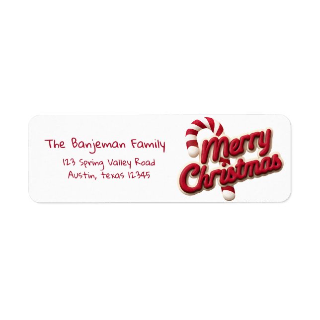 Étiquette Typographie Rouge & Blanche Joyeux Noël  (Devant)