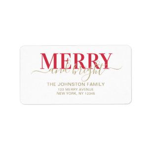 Étiquette Typographie rouge joyeuse et lumineuse de Noël