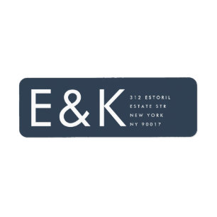 Étiquette Ultra moderne Gras Grand Monogramme bleu marine