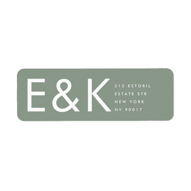 Étiquette Ultra moderne Gras Sage Vert Monogramme Simple (Devant)