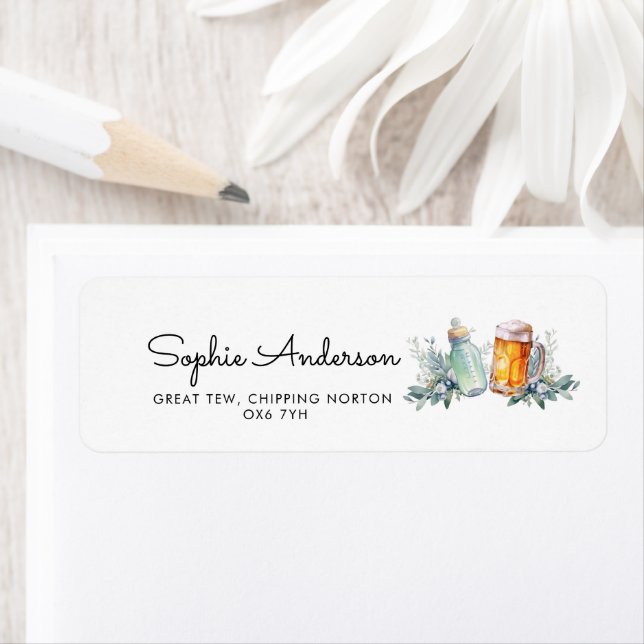 Étiquette Un Bébé brasse un Baby shower moderne (En situation)