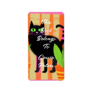 Étiquette Un Chat Noir Avec Des Ménages Ce Livre Appartient