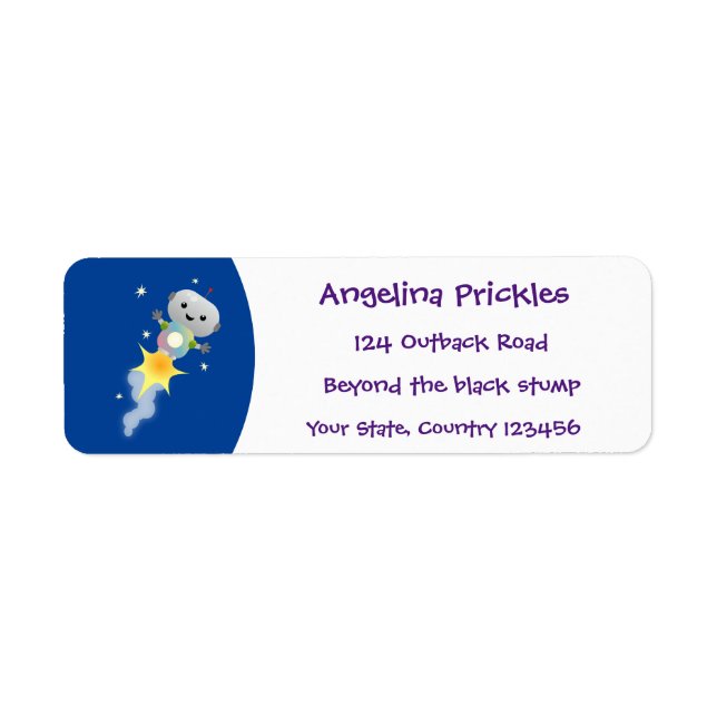 Étiquette Un mignon robot volant dans l'espace dessin animé (Devant)