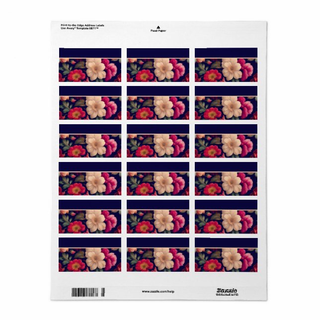 Étiquette Un papier peint avec un motif floral  (Feuille entière)