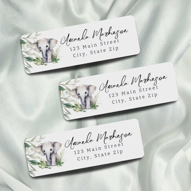 Étiquette Un Petit Sauvage Un Safari Baby Elephant Adresse (Créateur téléchargé)