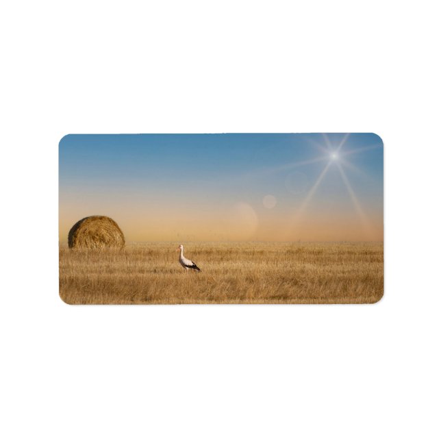 Étiquette Une cigogne blanche (Devant)