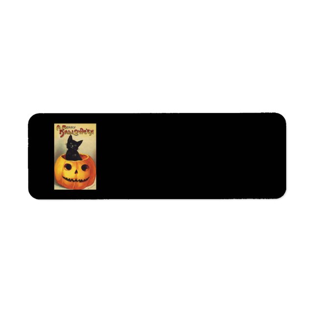 Étiquette Une joyeuse Halloween par Ellen Clapsaddle, Chat V (Devant)