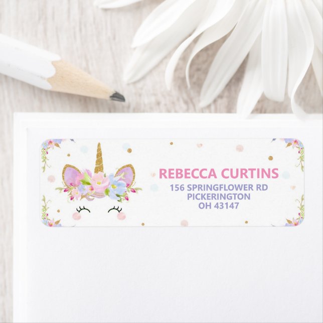 Étiquette Unicorn Baby shower Anniversaire Partie Adresse de (En situation)