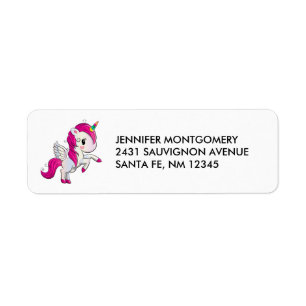 Étiquette Unicorne rose mignonne avec ailes