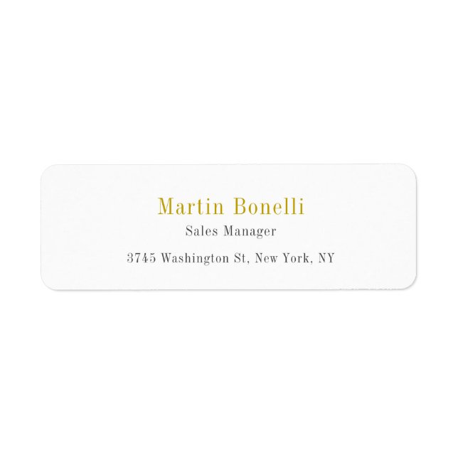 Étiquette Unique Classic Simple Gold Color Name (Devant)