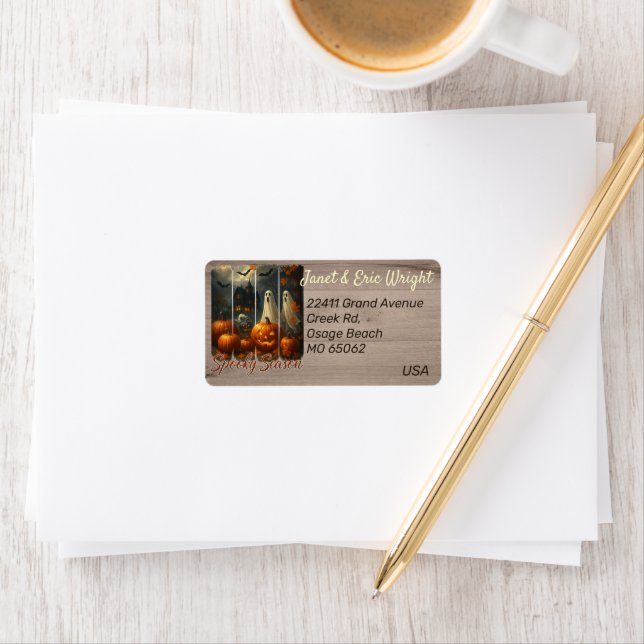 Étiquette Unique Halloween theme artsy custom address (En situation)