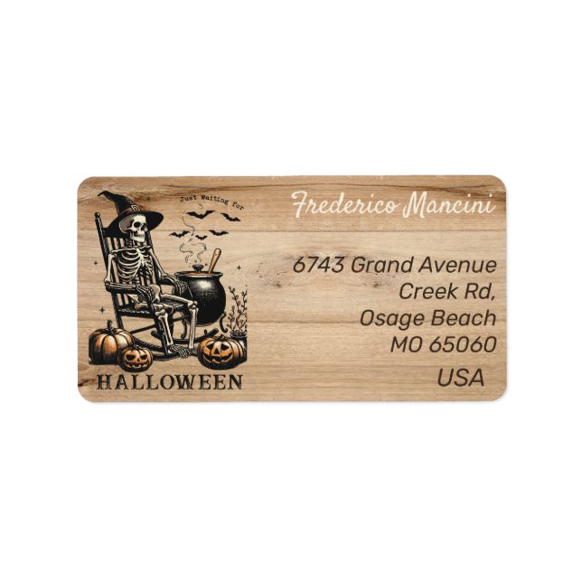 Étiquette Unique Halloween theme skeleton custom address (Devant)