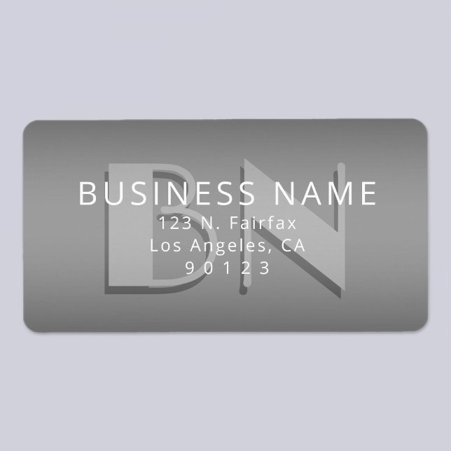 Étiquette Unique Monogramme Gris Gradient Adresse de retour (Créateur téléchargé)