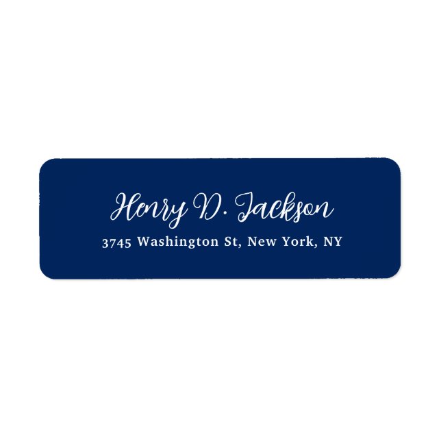 Étiquette Unique Navy Blue Classical Handwriting Plain (Devant)