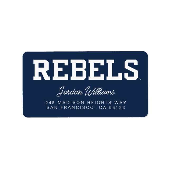 Étiquette Université du Mississippi | Wordmark Rebels (Devant)