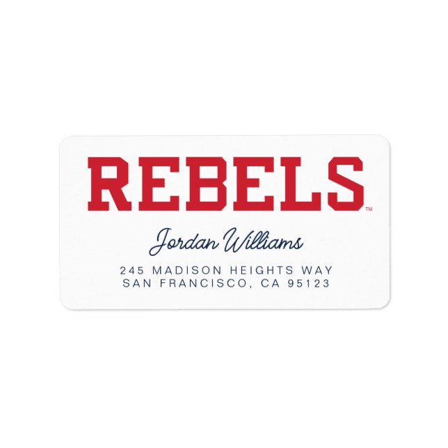 Étiquette Université du Mississippi | Wordmark Rebels (Devant)