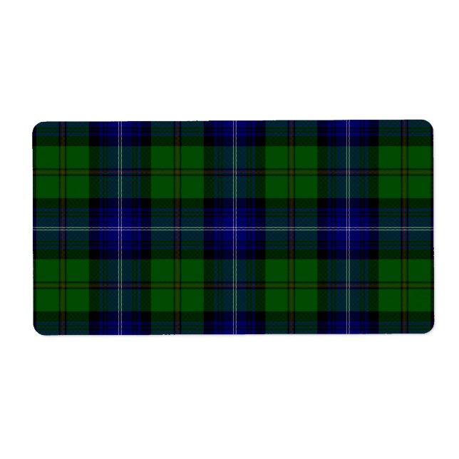 Étiquette Urquhart tartan bleu vert plaid (Devant)