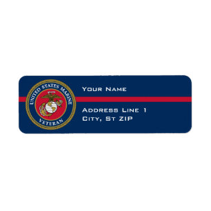 Étiquette US Marine Corps - Vétéran bleu
