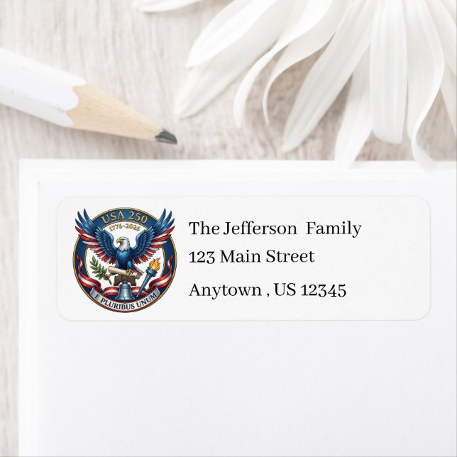 Étiquette USA 250 Eagle return address (En situation)