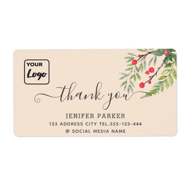 Étiquette Vacances botanique saint logo personnalisé merci (Devant)