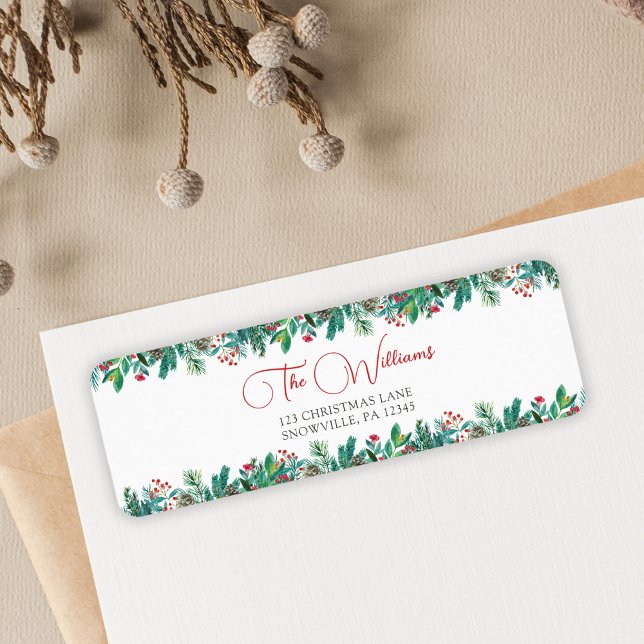 Étiquette Vacances de Noël Floral (Créateur téléchargé)