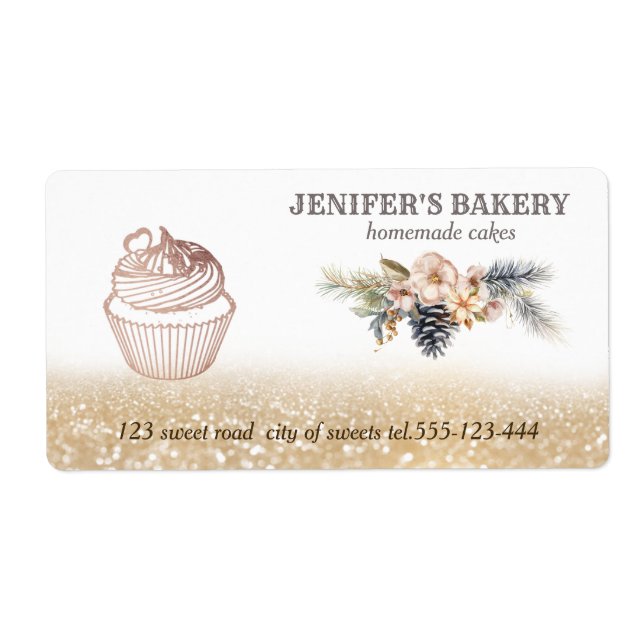 Étiquette Vacances Gold gliterie Emballage de cupcakes maiso (Devant)