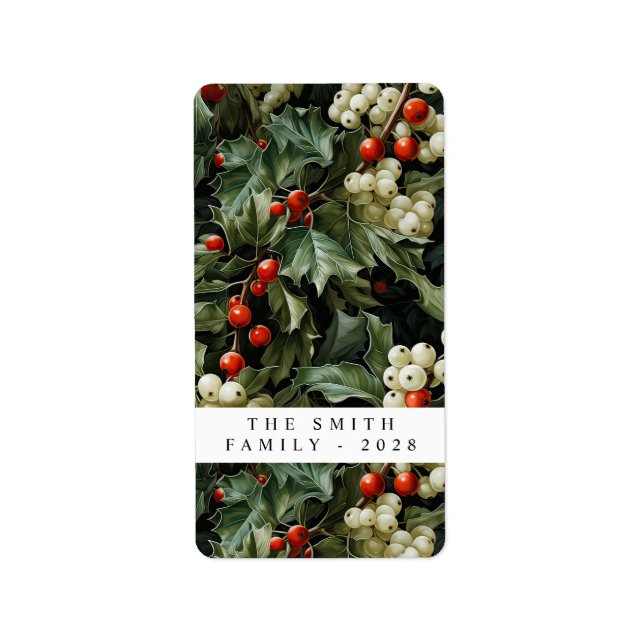 Étiquette Vacances traditionnelles Green Holly (Devant)