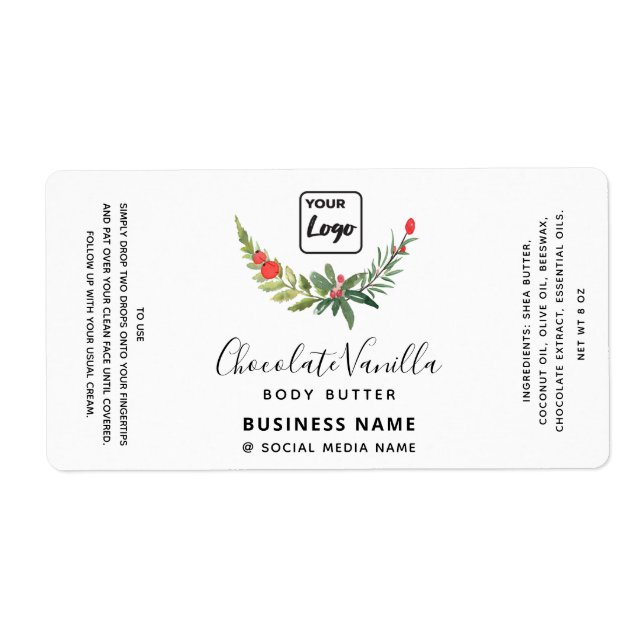 Étiquette Vacances typographie noir blanc logo produit (Devant)