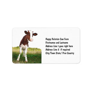 Étiquette Vache laitière - brun et blanc peints Holstein