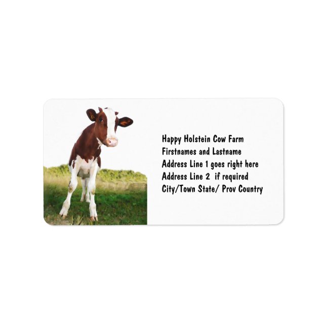 Étiquette Vache laitière - Peint Brown & Blanc Holstein (Devant)