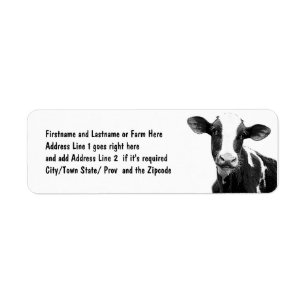 Étiquette Vache laitière - veau noir et blanc de laiterie