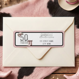 Étiquette Vachette à ruban rose Western 50 et anniversaire f