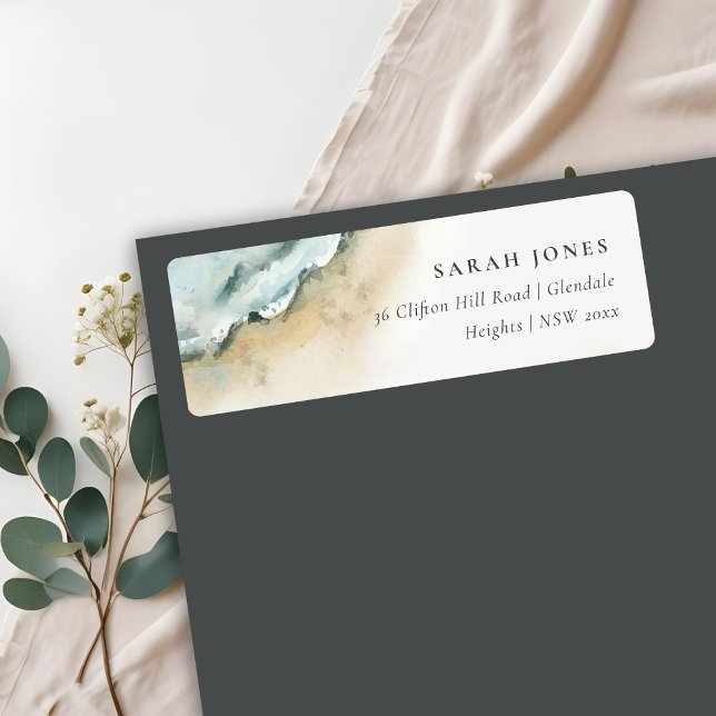 Étiquette Vagues de mer côtière plage de sable Adresse nauti (Créateur téléchargé)