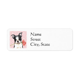 Étiquette Valentine Boston rose Terrier