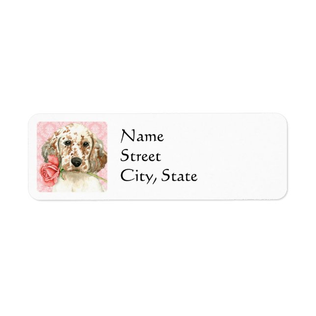 Étiquette Valentine Rose Anglais Setter (Devant)
