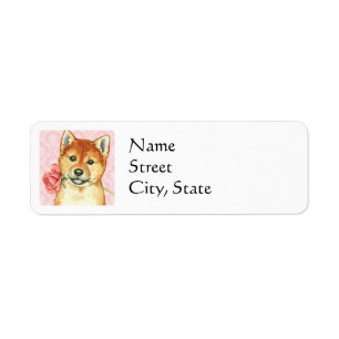 Étiquette Valentine Shiba rose Inu