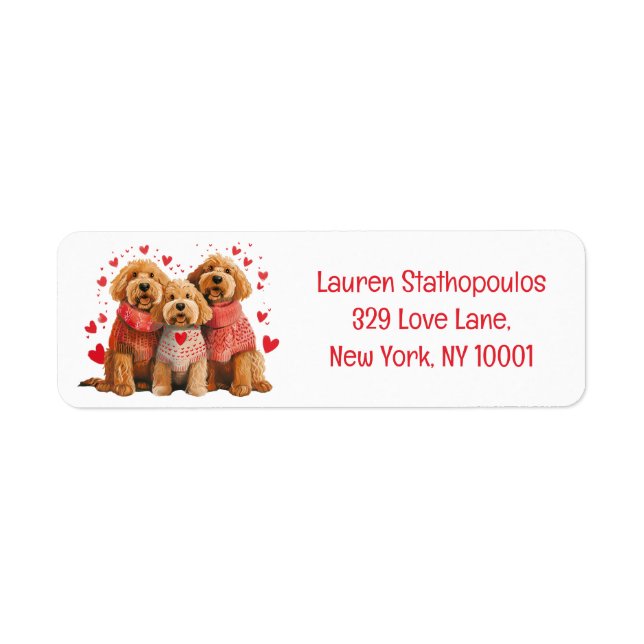 Étiquette Valentines Day Goldendoodle Dogs (Devant)