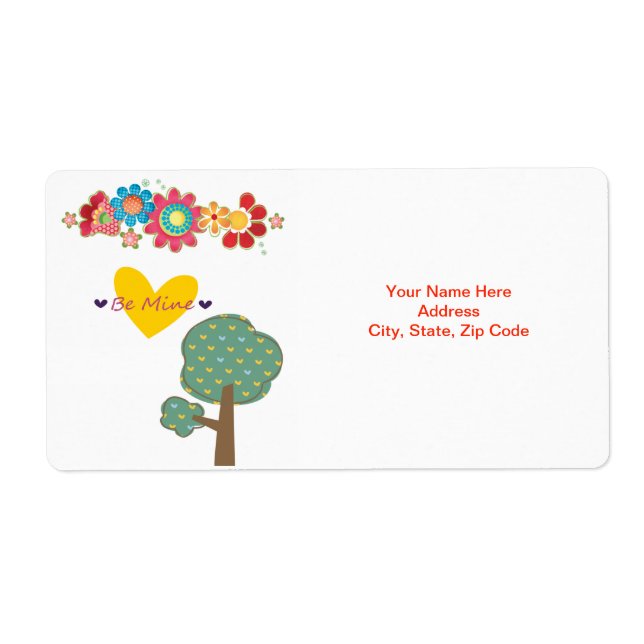 Étiquette Valentine's Day Labels Be Mine Trees Floral  (Devant)